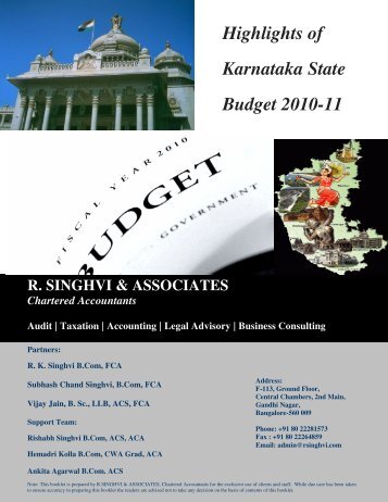 KARNATAKA BUDGET 2010 11 EBOOK KARNATAKA BUDGET 2010 11 EBOOK